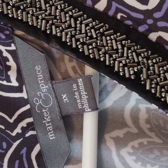 Market & Spruce Sleeveless shirt with beaded neckline, 3X - Picture 4 of 4